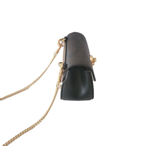 Coach CZ474 Turnlock Card Case Signature Blocking Chain Crossbody Walnut Tan - Picture 5 of 7